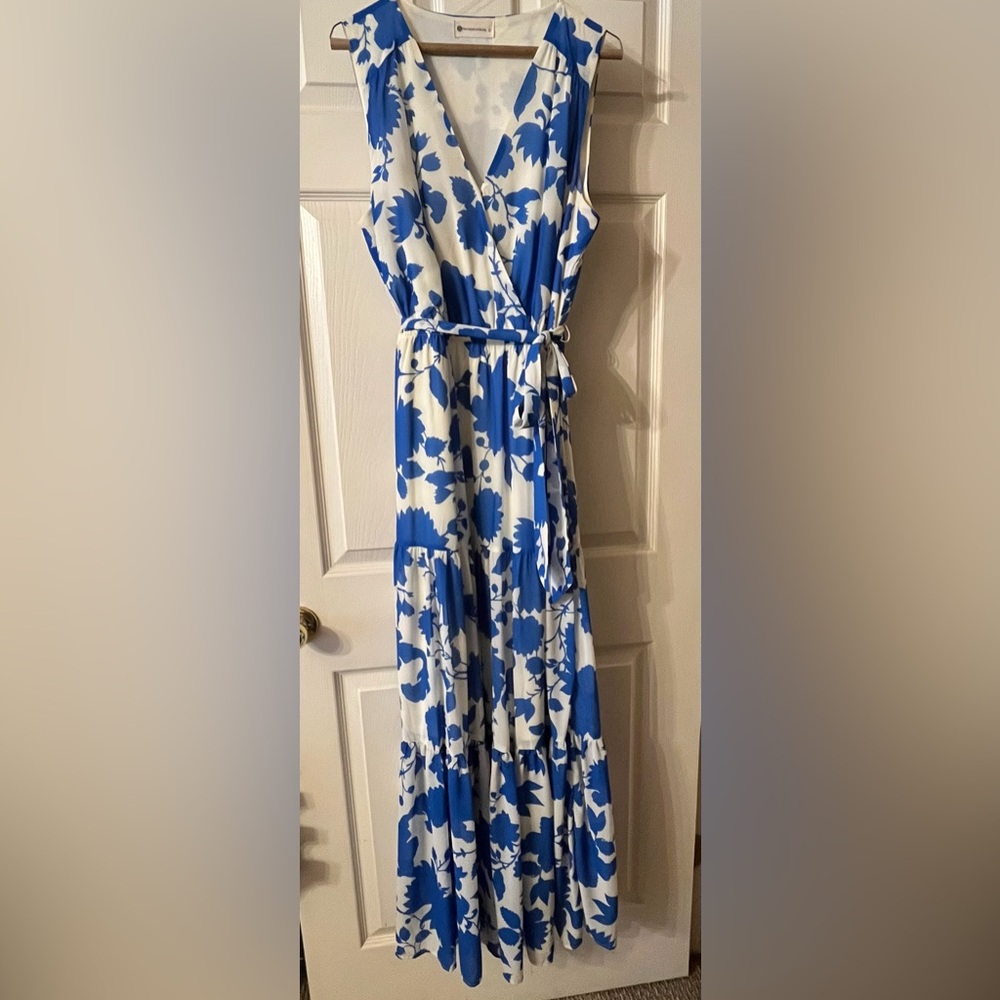 Blue and White Floral Maxi Dress
